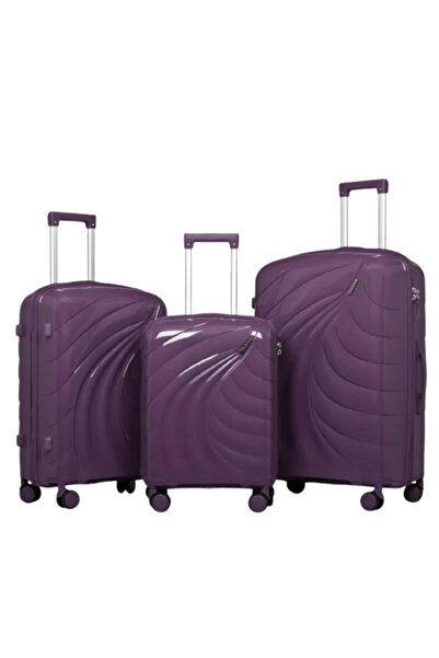 POGAGO Unbreakable 3 Piece PP Luggage Set Hard Shell Suitcase Cabin Medium La...