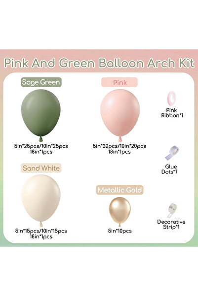 Choice كما هو موضح في الصورة، طقم قوس بالونات وردي وأخضر مكون من 136 قطعة مع ...