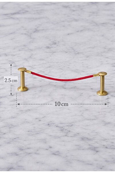 serce Minyatür Müze Bariyeri – Gold Metal Kırmızı Halatlı