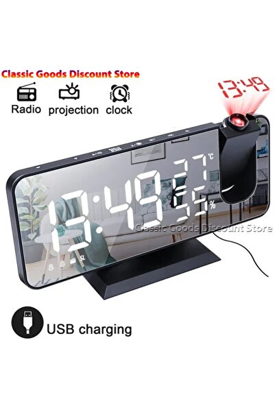 Choice black LED Screen Digital USB Wake Up FM Radio Time Projector Week Tabl...