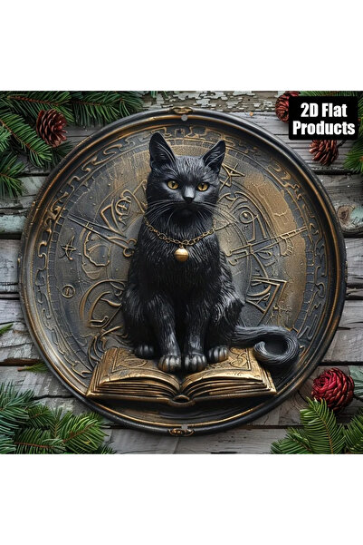 Choice Round 20X20CM TYA23752 1pc 8x8" 2D Flat Vintage Black Cat & Book Alumi...