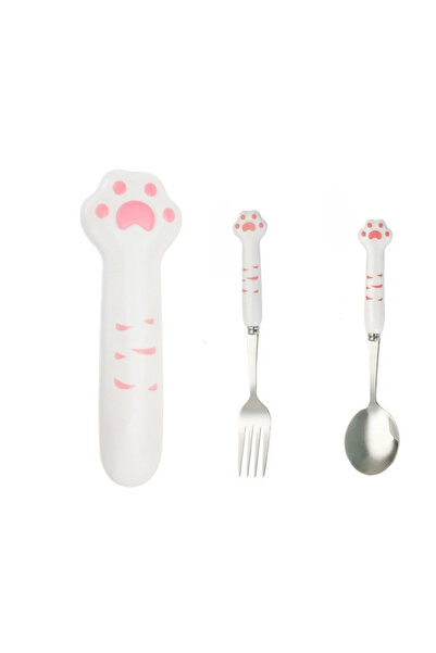 Choice 1 Set Cute Cat Paw Cutlery Set Portable Flatware Stainless Steel Trave...