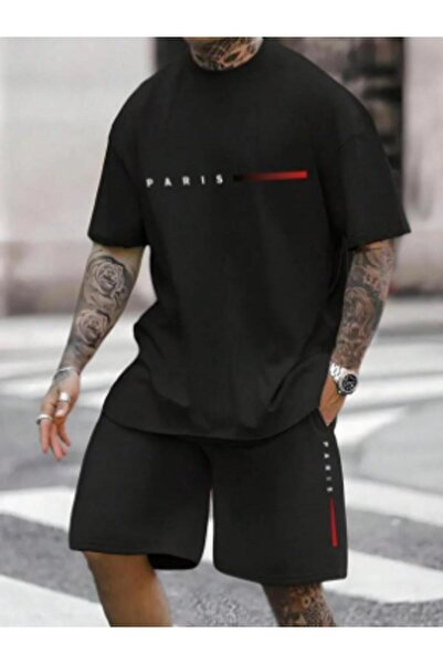 YK WEAR تي شيرت قصير بطبعة باريس رفيعة للنساء / الرجال