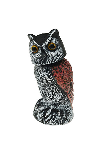 Choice تمثال بومة مزيف ذو آذان مستديرة يدور 360 درجة، يعمل بحركة الفزاعة مع م...