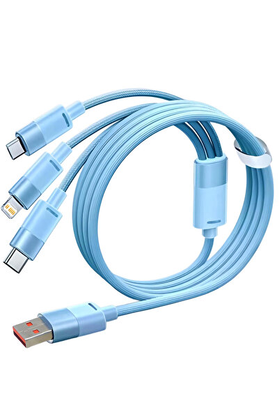 Choice Blue 120W 3 In 1 Super Fast Charging USB Cable For iPhone15 14 13 12 1...