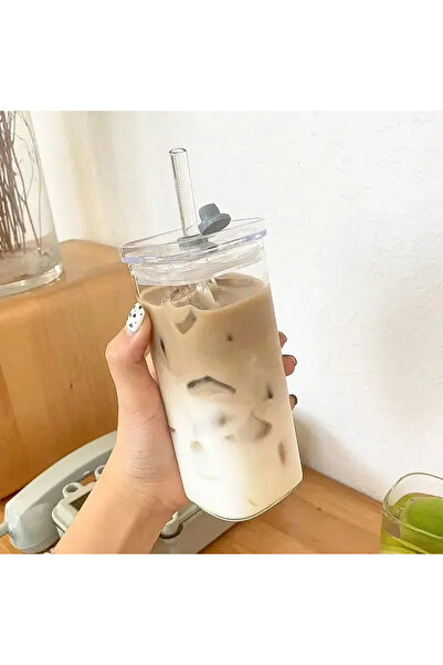 Choice 400ml Clear 1pcs Square Heat Resistant Coffee Glass Cup With Lid and S...