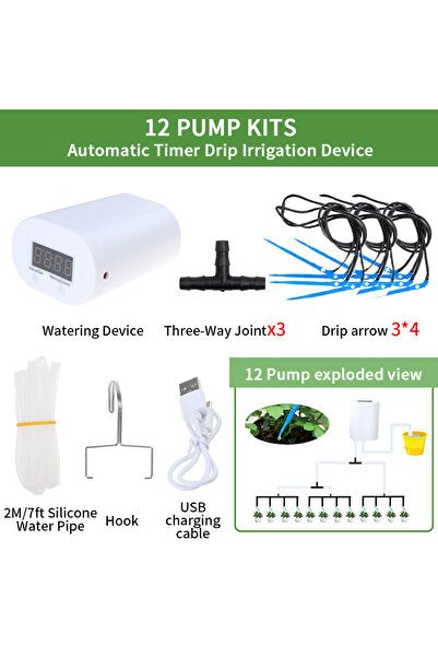 Choice1 12 pump kit Automatic Plant Flower Watering Pump Home Sprinkler Drip ...