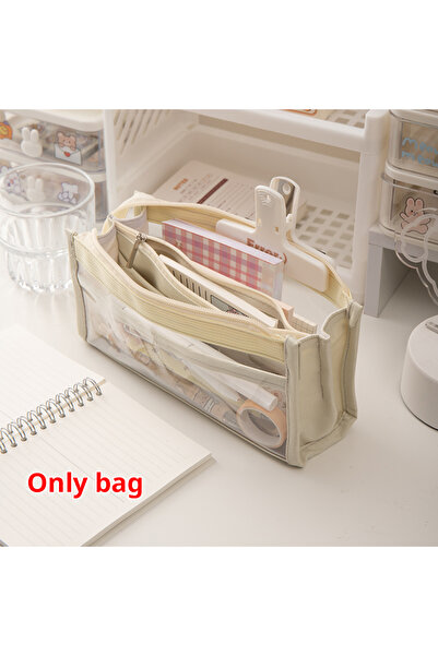 Choice White Large Capacity Transparent PVC Pencil Case Simple and High Aesth...