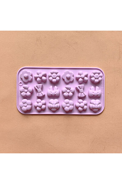 Choice 014purple 1pc 18 cavity flower, bow, shaped silicone mold DIY cholate ...