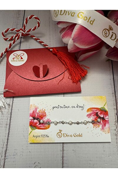 Diva Gold Silver Bracelet Mărțișor Pearls