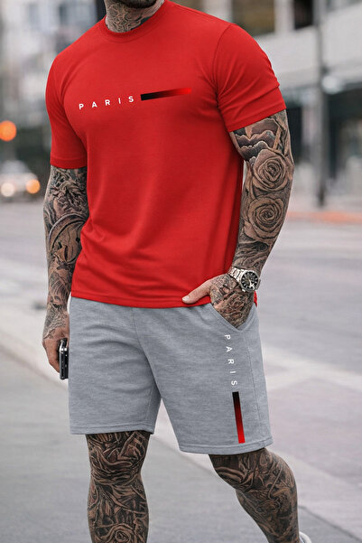 YK WEAR T-Shirt Shorts Thin Paris Printed Women's / Men's