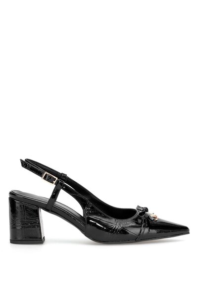 Ayakkabı Fuarı Elit Zk2706 Women's Patent Leather Classic Heeled Shoes Black