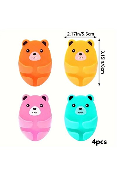 Choice 4pcs Bear Wall-Mounted Power Strip Organizer - Cute Sticky Cable Clips...
