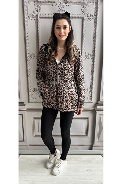 styleFlex Women's fleece jacket, Animal Print, with 2 sides, hood and adjusta...