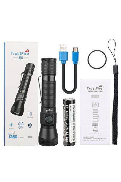Choice Lithium Ion Battery ZOOM E5 Trustfire E5 Zoomable LED Flashlight 1350L...