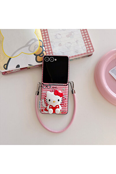 choice2 Galaxy Z Flip5 Red Red Checkered 3D Hellokitty Magnetic Holder Phone ...