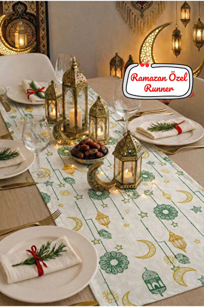 Soft Kare Ramadan Special 5D Digital Printed Liquid-Proof Duck Fabric Runner ...