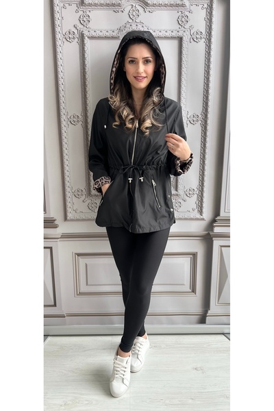 styleFlex Women's fleece jacket, Animal Print, with 2 sides, hood and adjusta...