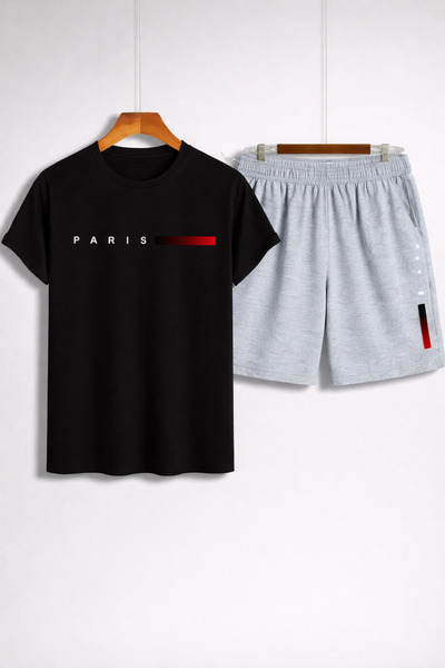 YK WEAR تي شيرت قصير بطبعة باريس رفيعة للنساء / الرجال