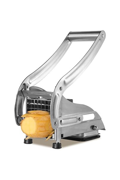 Choice Silver Professional Stainless Steel French Fry Cutter with 2 Blades He...
