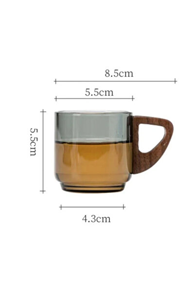 Choice 90ml 1pc 90ml Glass Small Tea Cup Tea Cup With Handle Walnut Wood Anti...