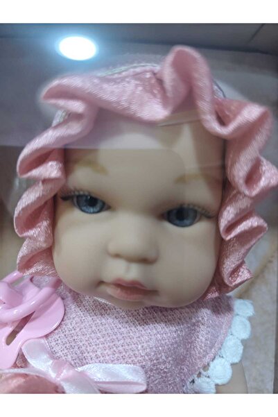Boratila Toys 32 CM Tam Vinil Kıyafetli Güzel Bebek Emzik Aksesuarlı Pembe-59994