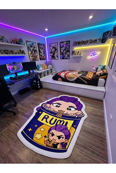 RUGRUMBA Covor pentru cameră pentru adolescenți, cu tematică K-Pop Demon Hunt...