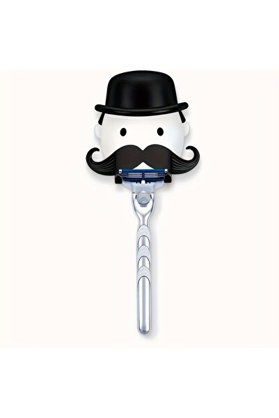 Choice Black Bearded Man Wall Shaver Holder Suction Cup No Drill Hanging Razo...