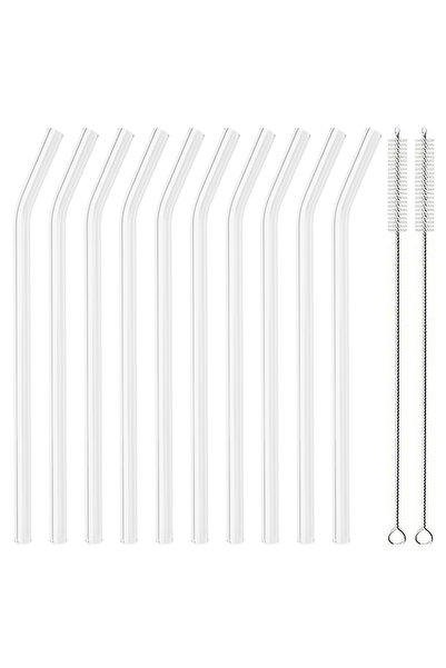 choice2 Transparent 10pcs High Borosilicate Glass Straws Reusable Milkshake D...