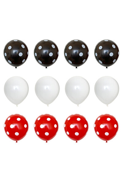 Choice1 Other As picture 12pc Ladybug Black Red White Spot Latex Ballo Polka ...