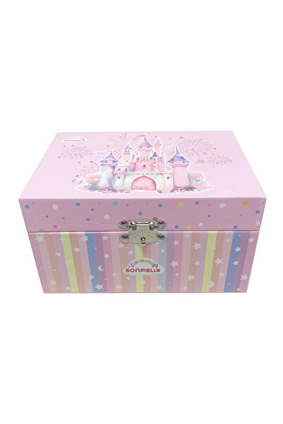 Choice 1pc Pink castle 1PC Musical Jewelry Box for Girls Pink Castle Design w...