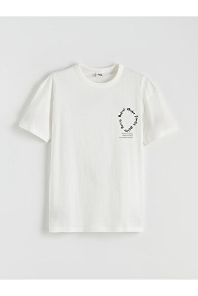 LC Waikiki تي شيرت للأولاد من مجموعة إلسيفا مطبوع باللون الإكرو