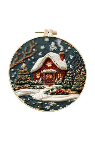 Choice CXTZ-273 1Pc Christmas Embroidery Kit With Needles Hoop Threads House ...