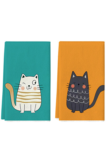 Choice 2pcs Orange 2Pcs, Cute Cat Kitchen Towels, 40Cm*60Cm Towel Set, Super ...