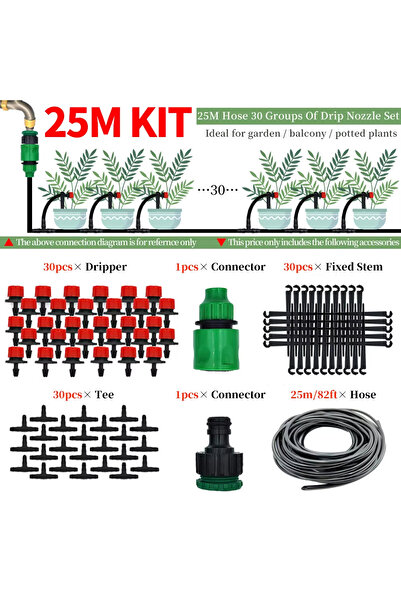 choice2 25M Garden Drip Irrigation Automatic Watering System Kit Adjustable N...