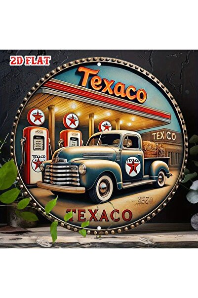 Choice Round 20X20CM 2D Flat, 1pc Texaco Vintage Gas Station Round Aluminum S...