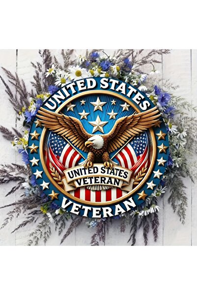 Choice Round 20X20CM 1pc United States Veteran Emblem, 8x8 Inch Round Iron Si...