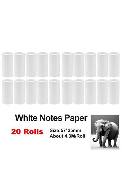 Choice4 20Pcs-White Photo 20 Rolls 57mm Wide White Thermal Paper for Pket-Siz...