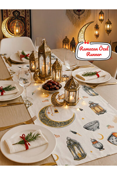 Soft Kare Ramadan Special 5D Digital Printed Liquid-Proof Duck Fabric Runner ...