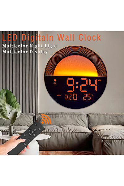Choice wall clocks Digital LED Wall Clk with Remote Control Calendar RGB Colo...