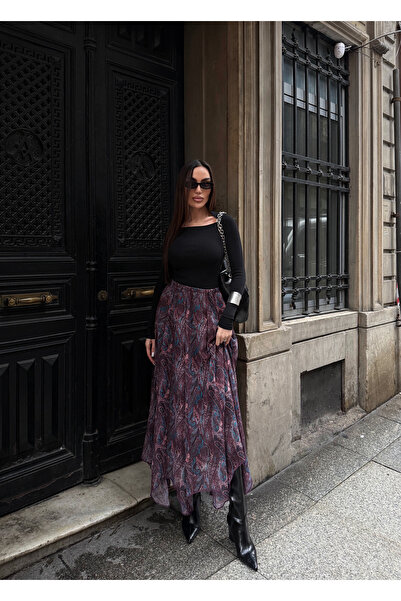 LB Laluna Butik Women's Elastic Waist Lined Long Tulle Skirt