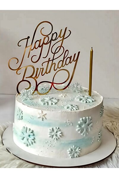 Choice 3pcs Gold 3pcs Gold Acrylic "Happy Birthday" Cake Topper - Modern Lett...