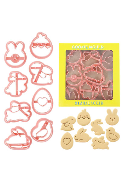 Choice 8-Easter E 8 Pcs Mini Easter Cookie Cutters 3D Easter Bunny Chick Egg ...