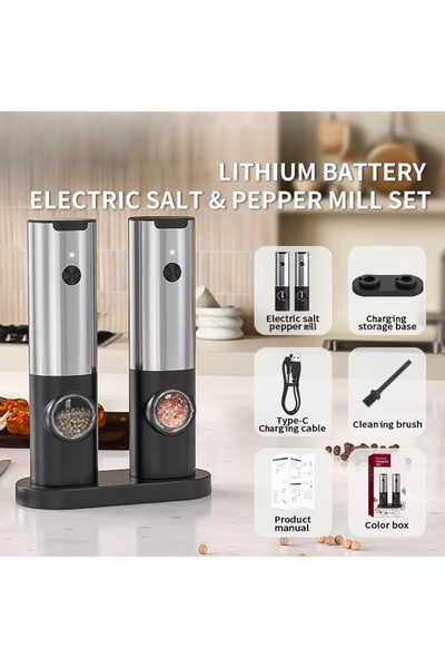 Choice KYMQ-17C Stainless Steel Electric Salt and Pepper Grinder USB Recharge...
