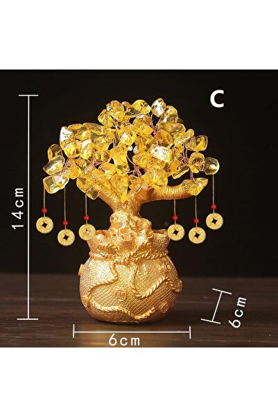choice2 شجرة الحظ والثروة لتزيين الطاولة من فن فنغ شوي، 19 سم × 14 سم، شجرة م...