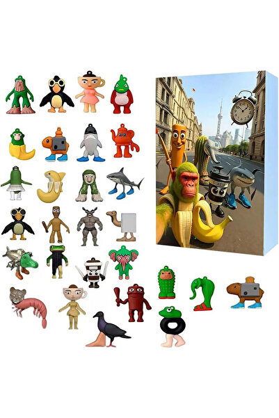 Choice5 مجموعة شخصيات كرتونية من تقويم مجيء لمدة 24 يومًا، تمثال سيليكون قابل...