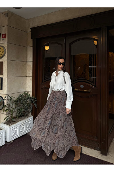 LB Laluna Butik Women's Elastic Waist Lined Long Tulle Skirt