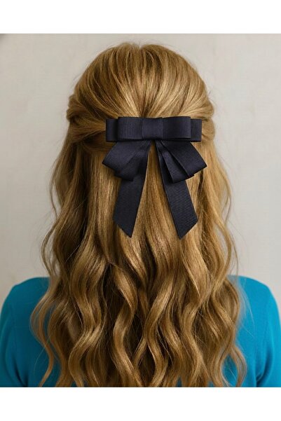 DİGGO Women's Bow Satin Grogen Ribbon Hair Clip