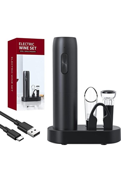 Choice1 1set Electric Wine Bottle Opener Gifts Set Rechargeable Black Automat...