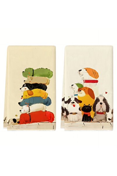 Choice 2pcs 40X60Cm MULTI 2-Pack of Fun Dog-Themed Kitchen Towels, Dish Towel...